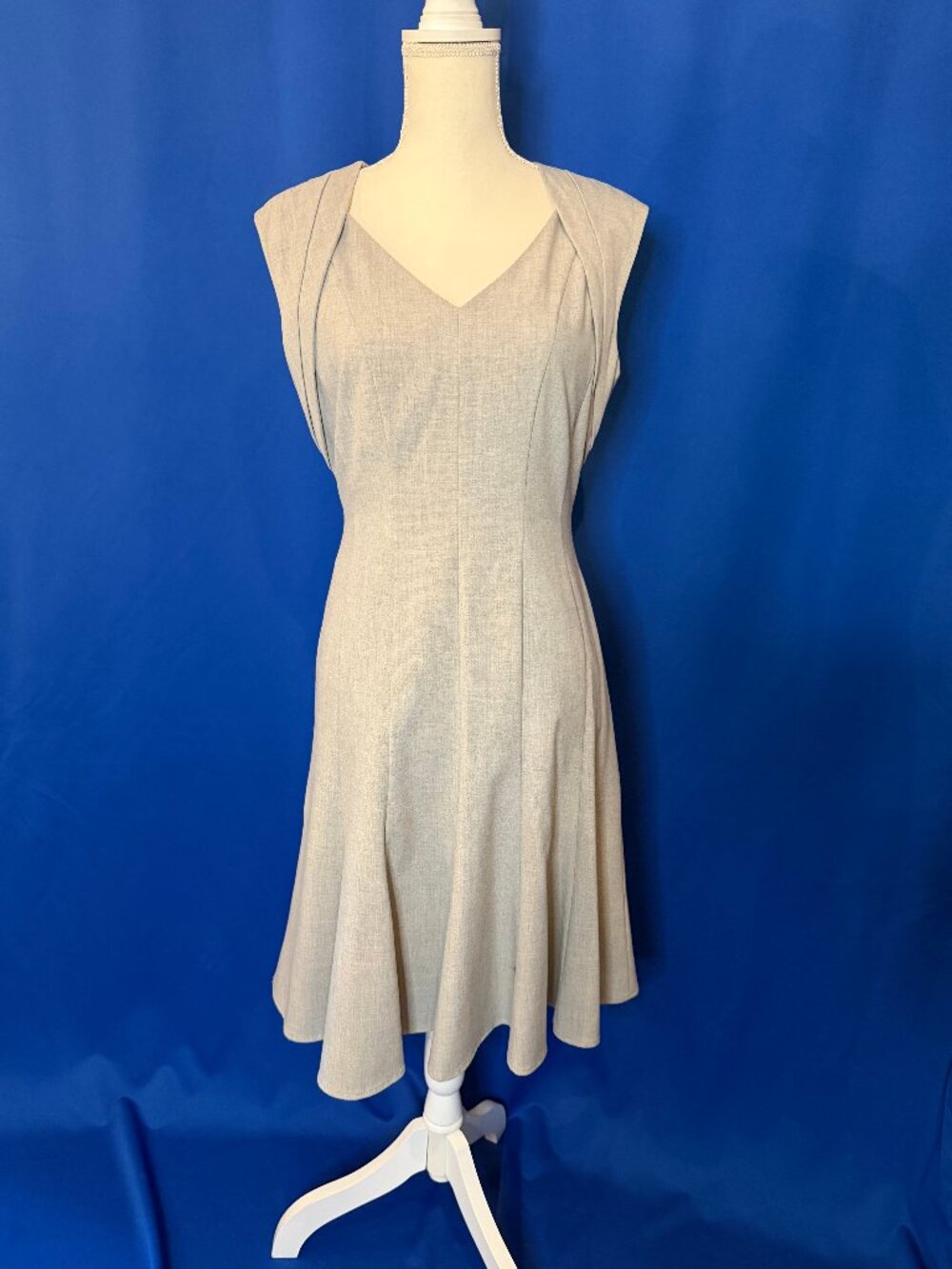 Calvin Klein Fit & Flare Light Gray Dress SIZE: M